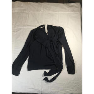 Prada Women's Blue Long Sleeve Silk Blouse